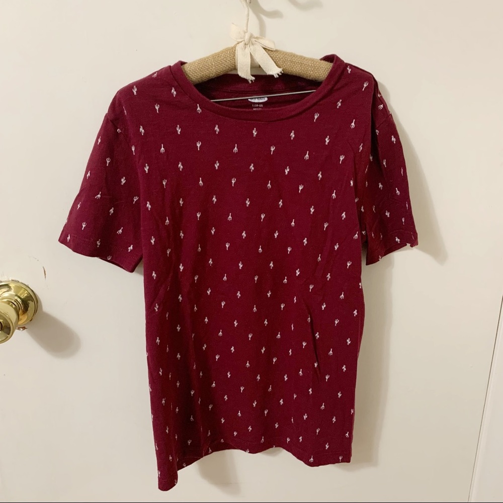 5/$25 Old Navy kids Boys maroon cactus print Soft tee shirt top size Large 10-12